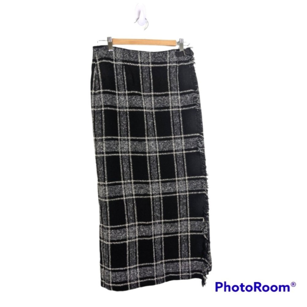 Vintage Talbots Plaid Dark Academia Midi/Maxi Wool  Blend Wrap Skirt sz Medium